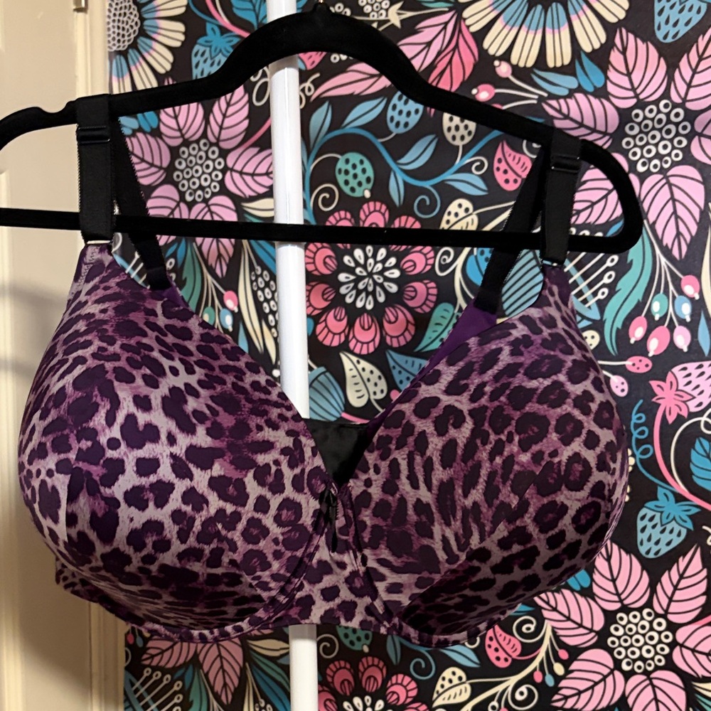 Underwire T-Shirt Bra in Purple Leopard Print